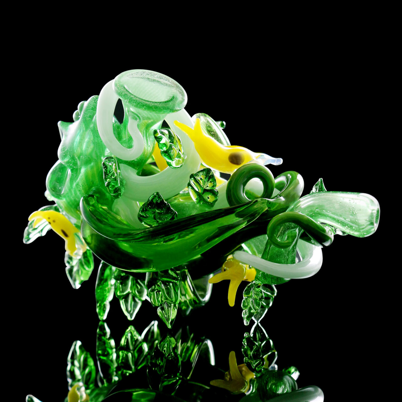Sherlock Pipe - Green Goddess With Yellow Slugs Sherlock Pipe - Green Goddess With Yellow Slugs