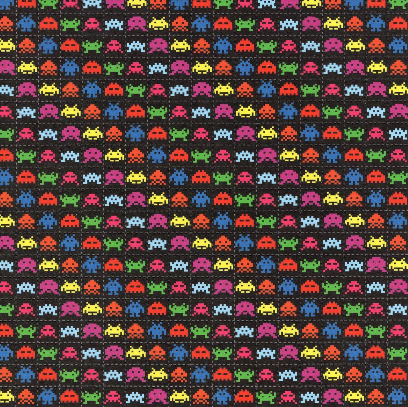 Space Invaders Black | 1cm Squares