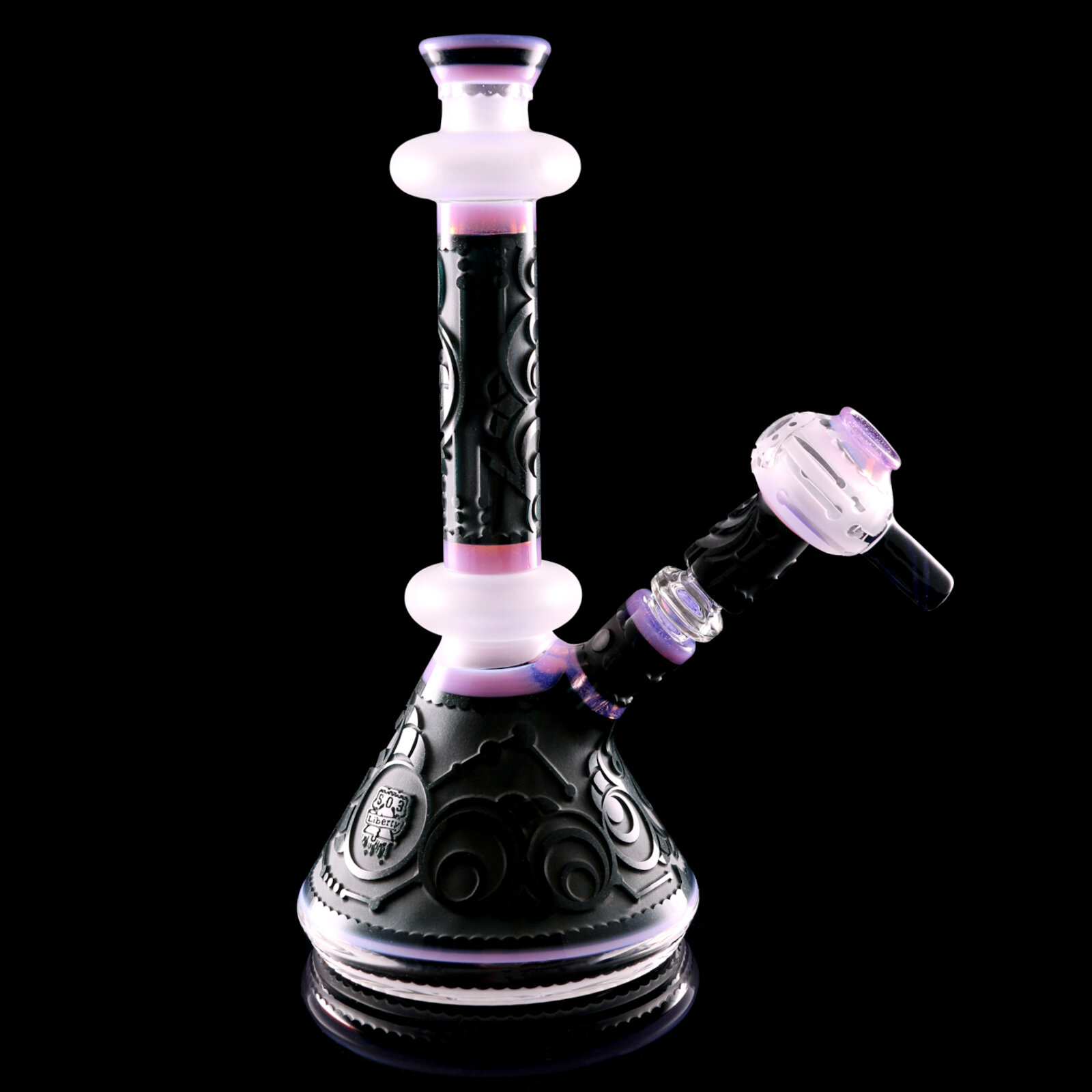 Sandblasted Beaker Set with Bowl - Purple Black Sandblasted Beaker Set with Bowl - Purple Black
